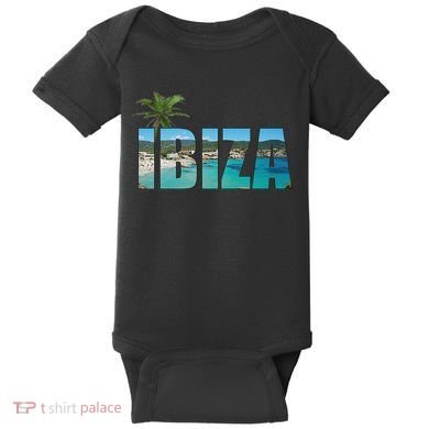 Ibiza Espana Beach Palm Tree Party Destination Baby Bodysuit