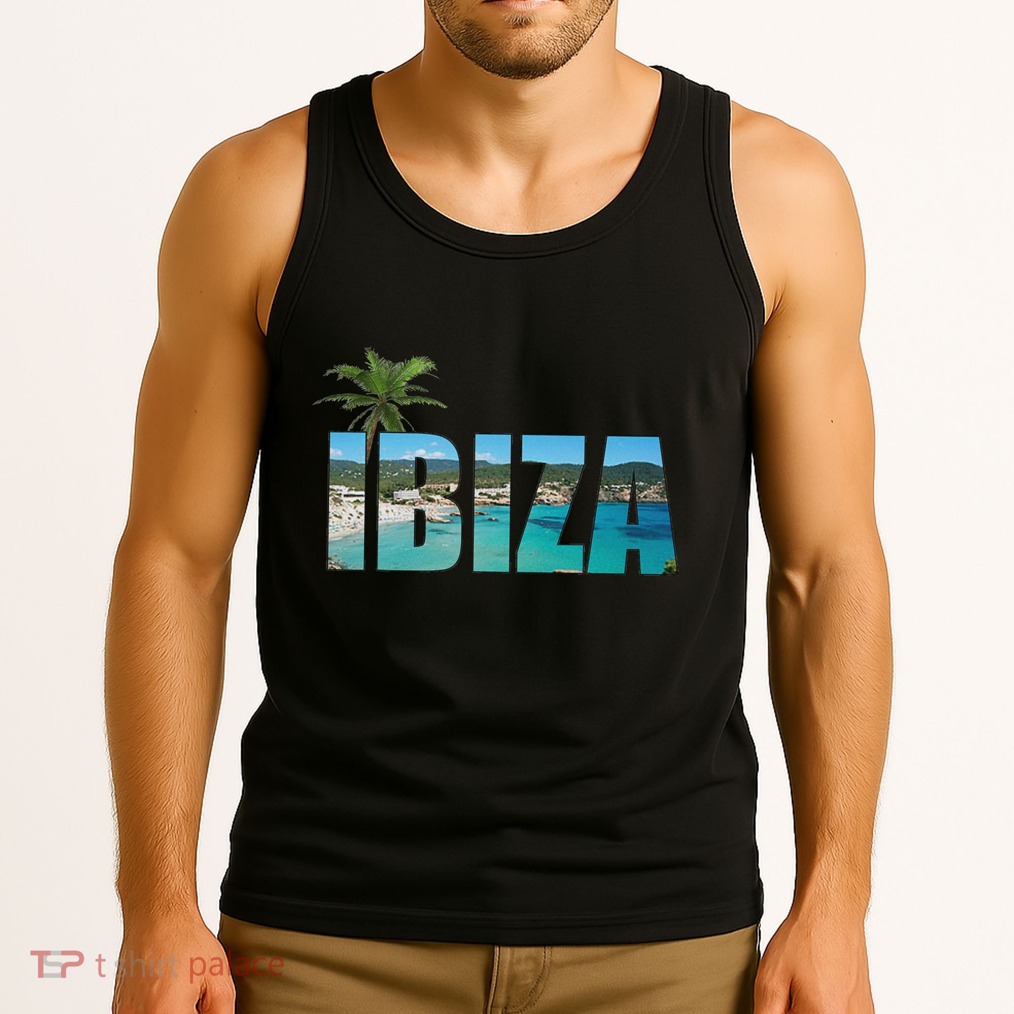 Ibiza Espana Beach Palm Tree Party Destination Tank Top