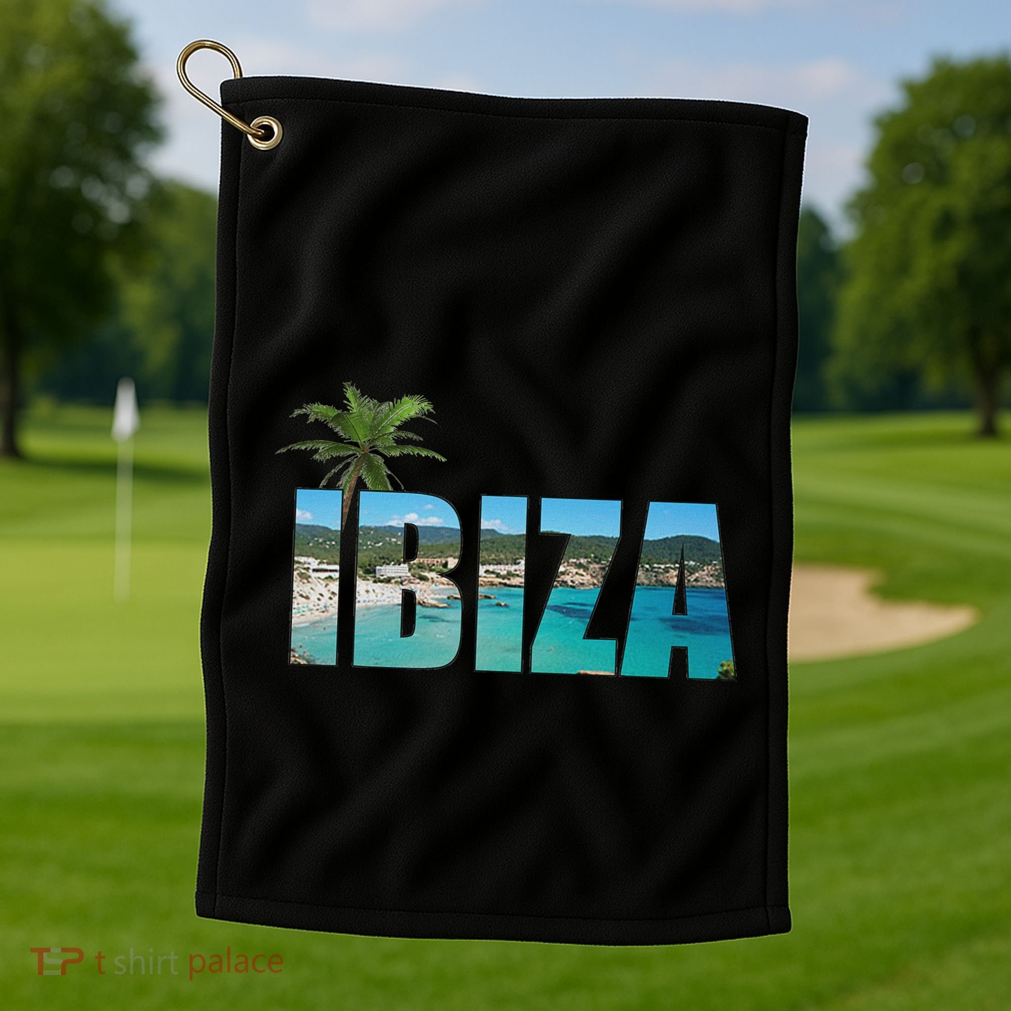 Ibiza Espana Beach Palm Tree Party Destination Golf Towel