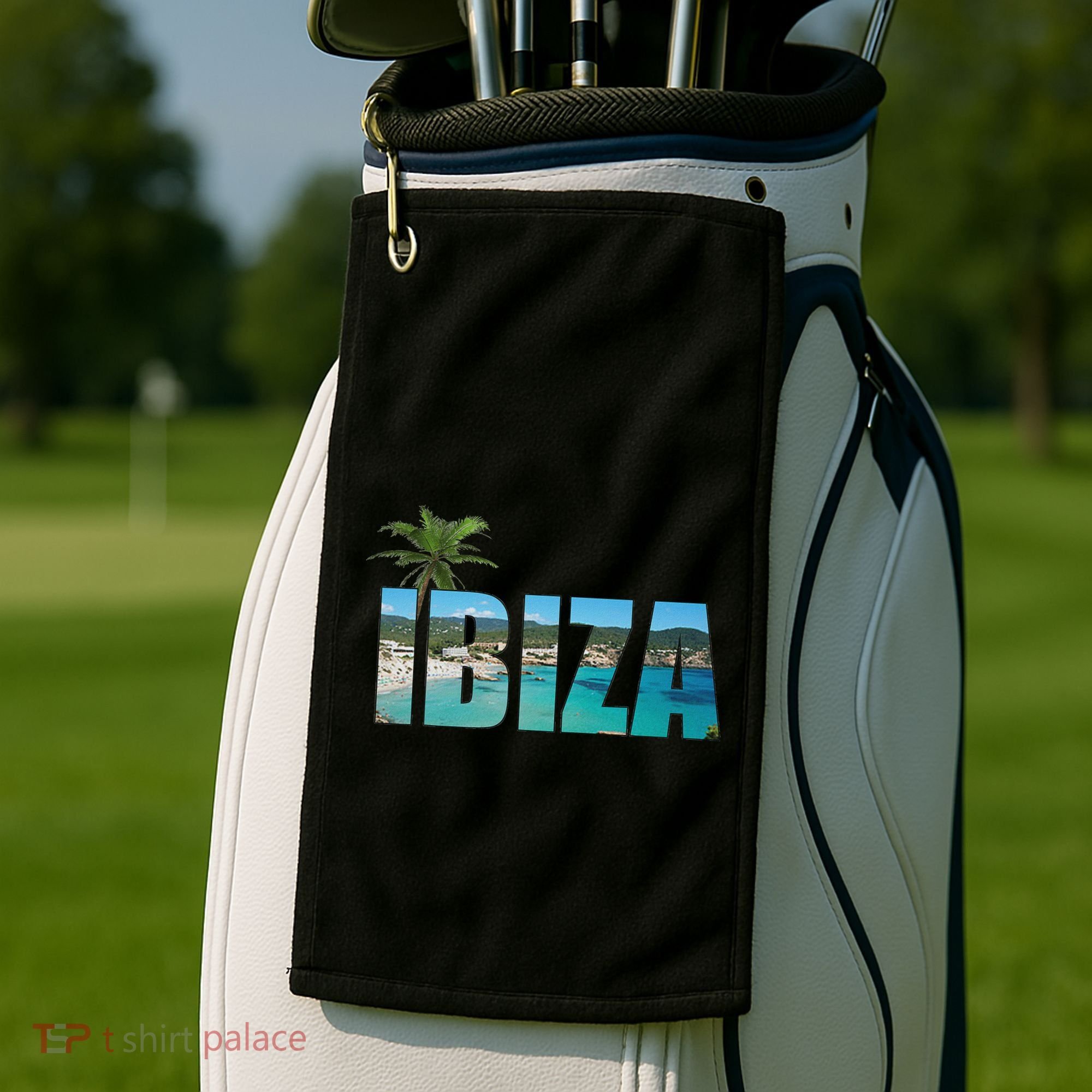 Ibiza Espana Beach Palm Tree Party Destination Golf Towel