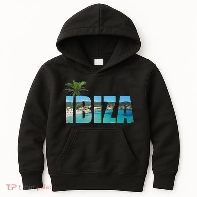 Ibiza Espana Beach Palm Tree Party Destination Kids Hoodie