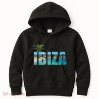 Ibiza Espana Beach Palm Tree Party Destination Kids Hoodie thumb 0