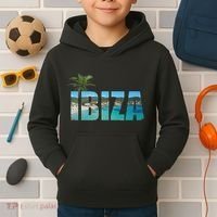 Ibiza Espana Beach Palm Tree Party Destination Kids Hoodie thumb 2