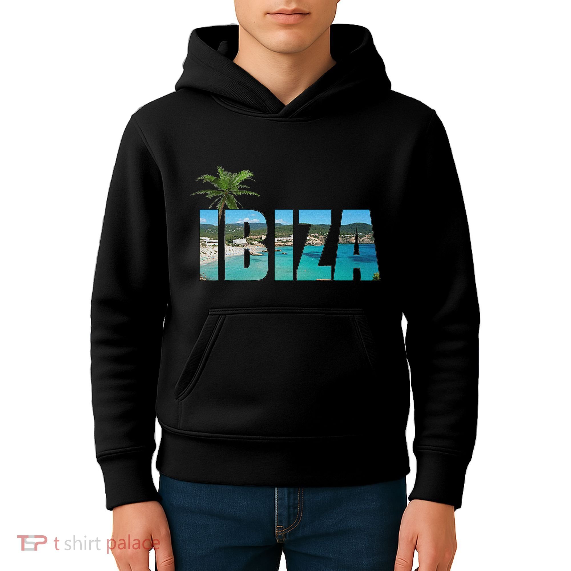 Ibiza Espana Beach Palm Tree Party Destination Kids Hoodie