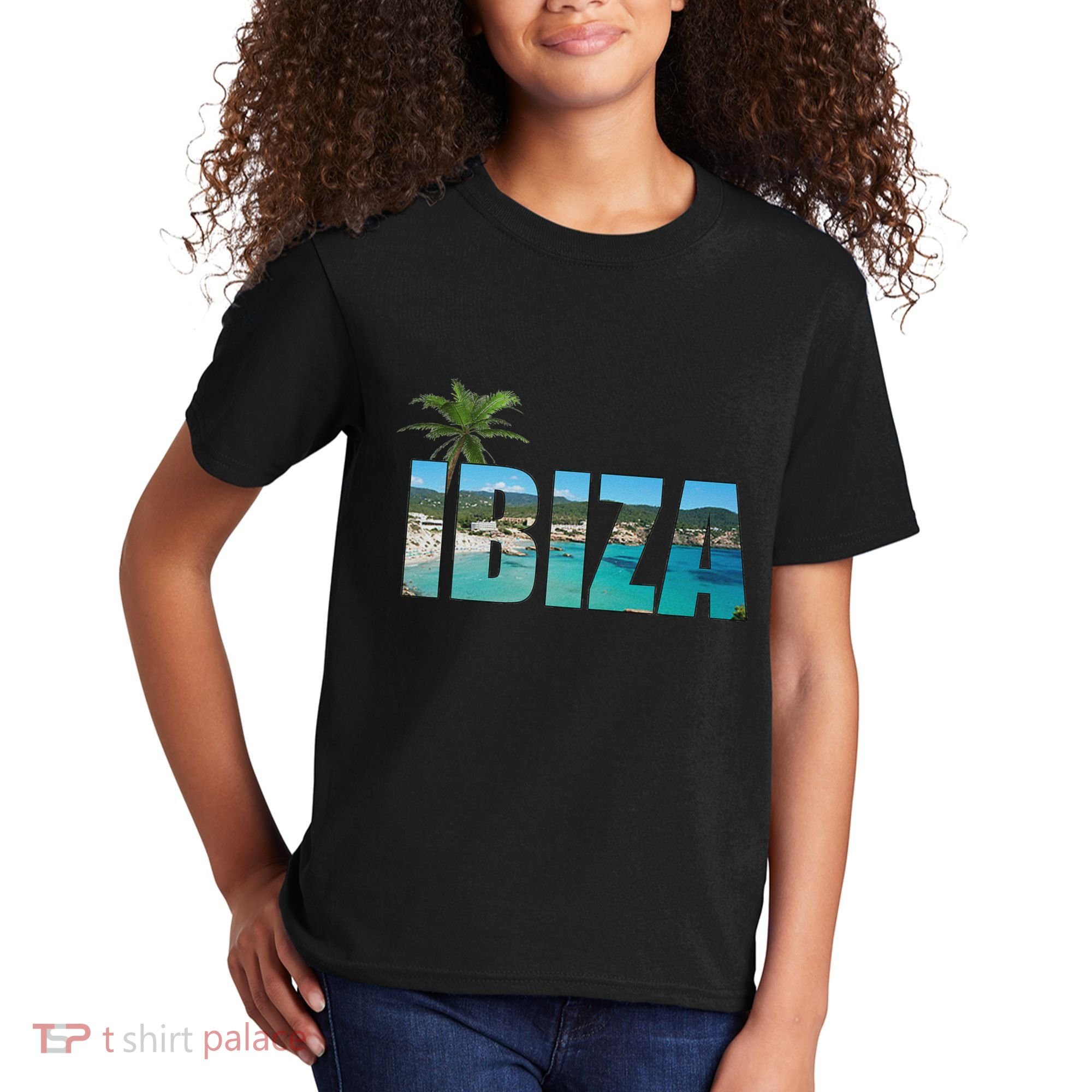 Ibiza Espana Beach Palm Tree Party Destination Kids T-Shirt