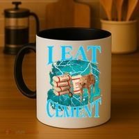 I Eat Cement Cursed Cat Funny Oddly Specific Dank Meme Coffee Mug thumb 4