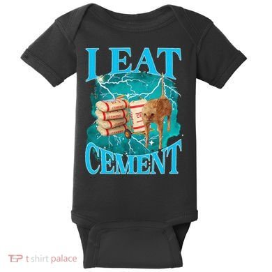 I Eat Cement Cursed Cat Funny Oddly Specific Dank Meme Baby Bodysuit