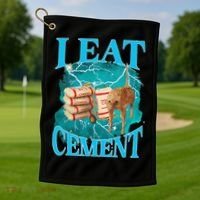 I Eat Cement Cursed Cat Funny Oddly Specific Dank Meme Golf Towel thumb 1