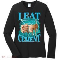 I Eat Cement Cursed Cat Funny Oddly Specific Dank Meme Women's Long Sleeve Shirt thumb 0