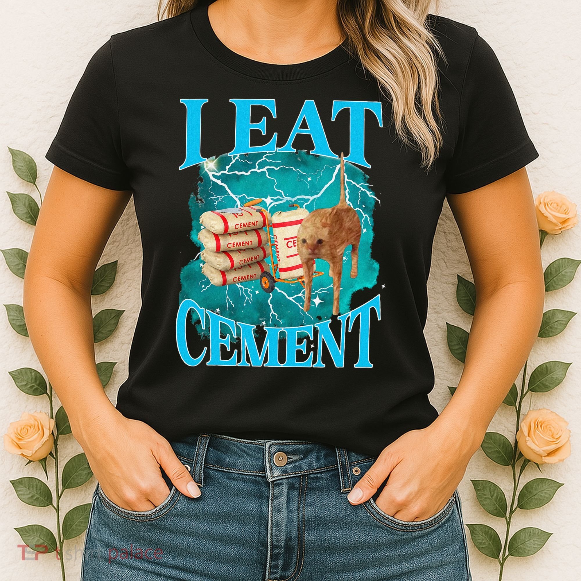 I Eat Cement Cursed Cat Funny Oddly Specific Dank Meme Women's T-Shirt