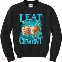 I Eat Cement Cursed Cat Funny Oddly Specific Dank Meme Kids Sweatshirt thumb 0