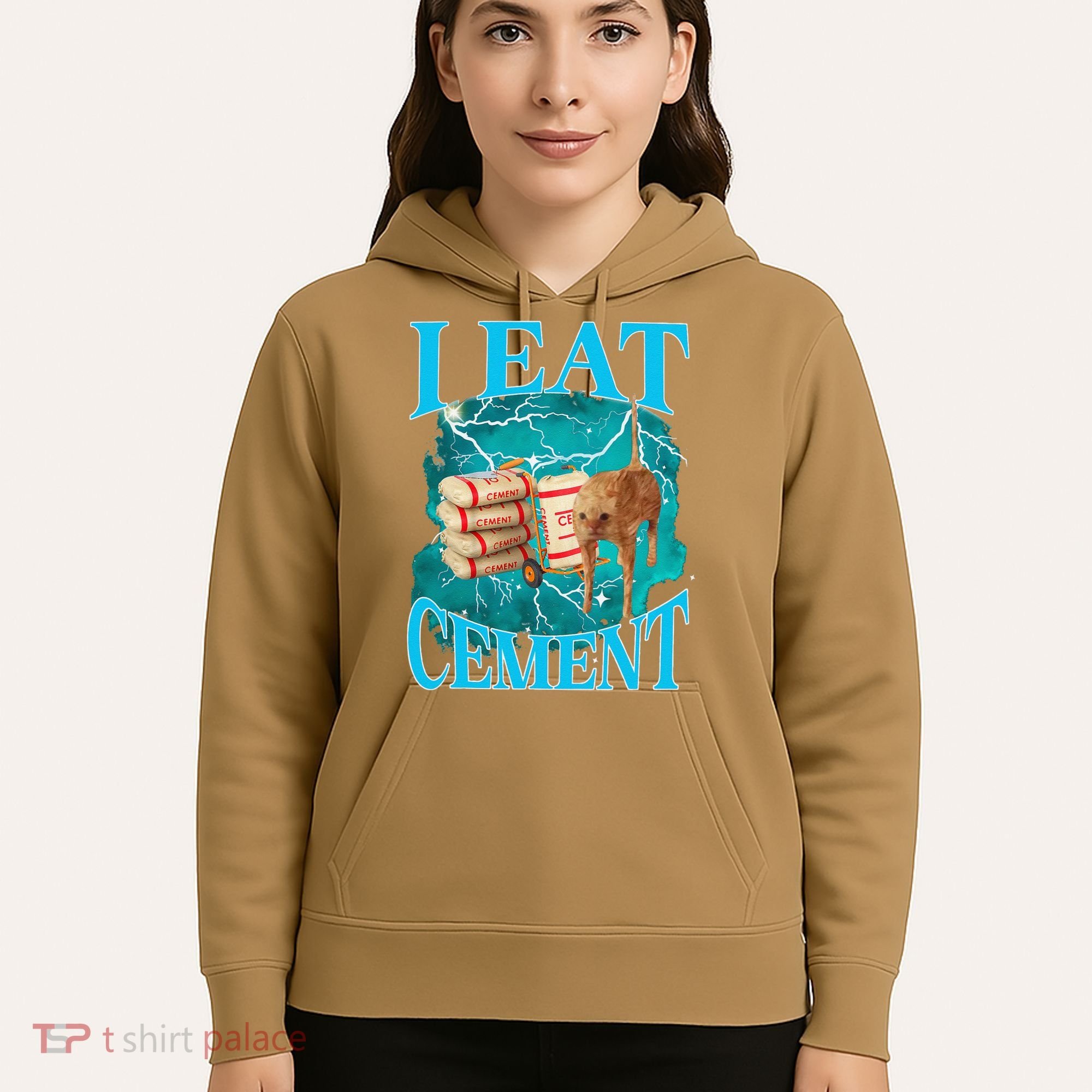 I Eat Cement Cursed Cat Funny Oddly Specific Dank Meme Hoodie