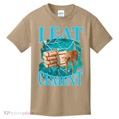 I Eat Cement Cursed Cat Funny Oddly Specific Dank Meme Kids T-Shirt