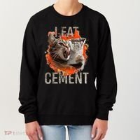 I Eat Cement Cursed Cat Funny Oddly Specific Dank Meme Women's Sweatshirt thumb 0