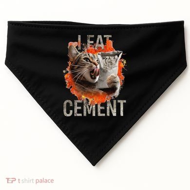 I Eat Cement Cursed Cat Funny Oddly Specific Dank Meme USA-Made Doggie Bandana
