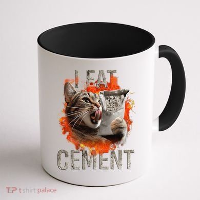 I Eat Cement Cursed Cat Funny Oddly Specific Dank Meme Coffee Mug back
