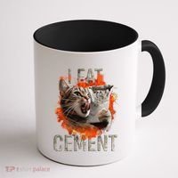 I Eat Cement Cursed Cat Funny Oddly Specific Dank Meme Coffee Mug thumb 1