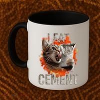 I Eat Cement Cursed Cat Funny Oddly Specific Dank Meme Coffee Mug thumb 2