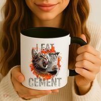 I Eat Cement Cursed Cat Funny Oddly Specific Dank Meme Coffee Mug thumb 3