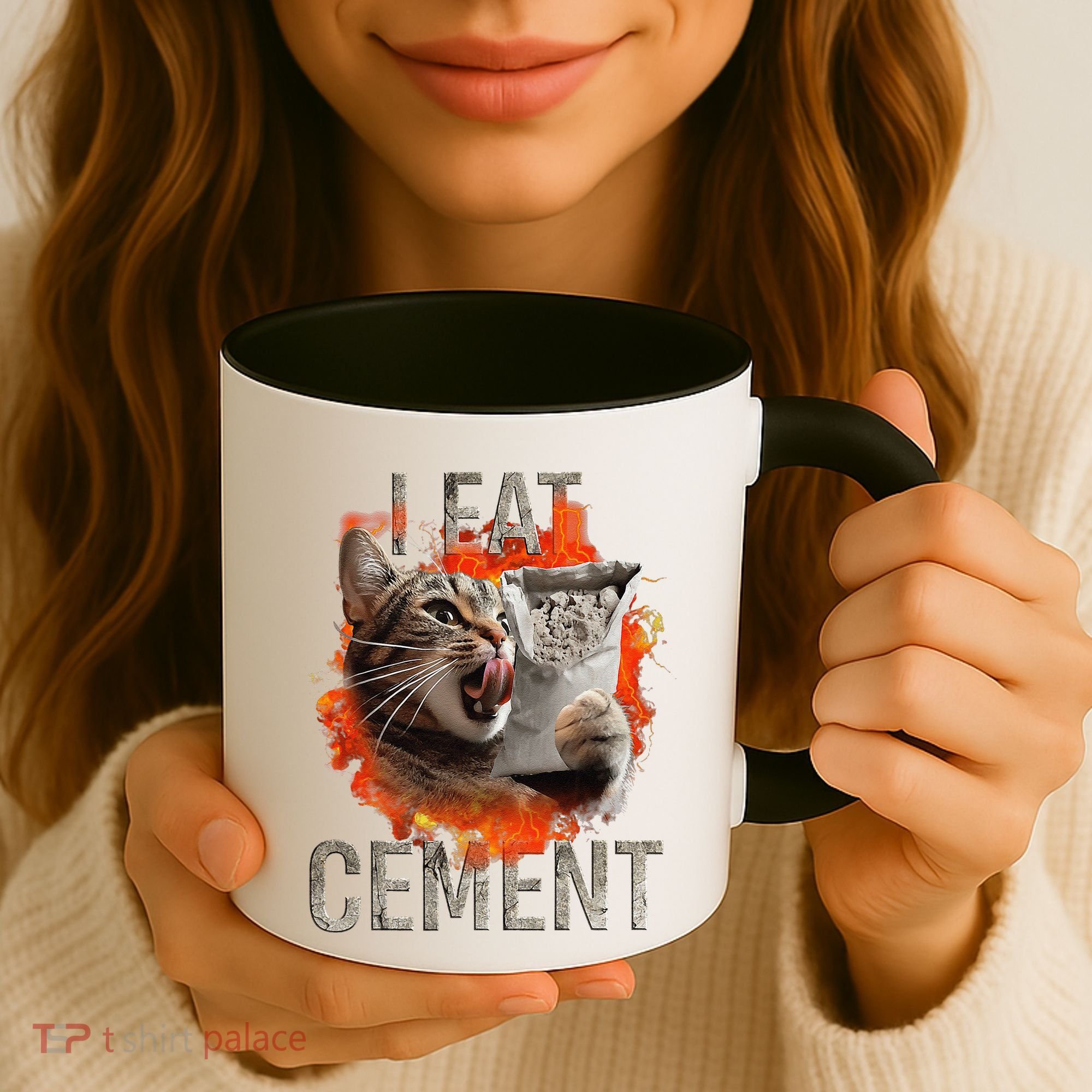 I Eat Cement Cursed Cat Funny Oddly Specific Dank Meme Coffee Mug