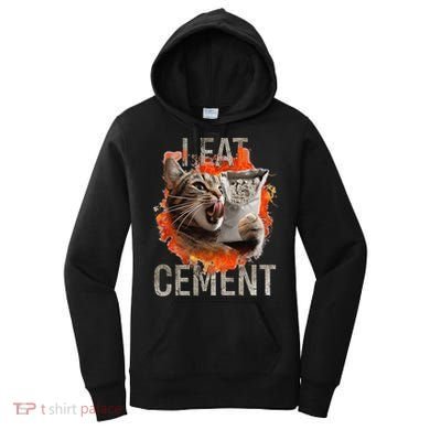 I Eat Cement Cursed Cat Funny Oddly Specific Dank Meme Women's Hoodie