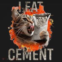 I Eat Cement Cursed Cat Funny Oddly Specific Dank Meme Ornament thumb 1