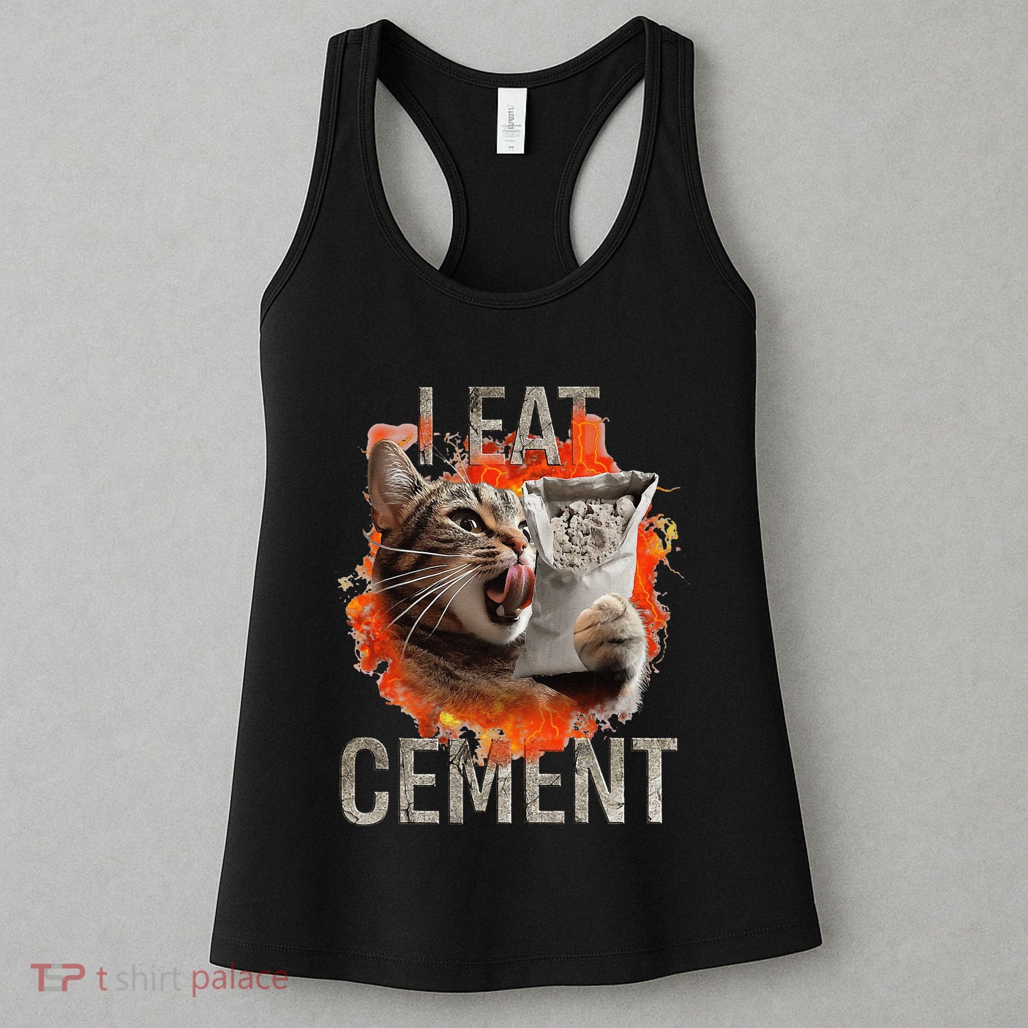 I Eat Cement Cursed Cat Funny Oddly Specific Dank Meme Women's Tank Top