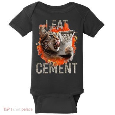 I Eat Cement Cursed Cat Funny Oddly Specific Dank Meme Baby Bodysuit