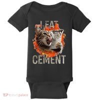 I Eat Cement Cursed Cat Funny Oddly Specific Dank Meme Baby Bodysuit thumb 0