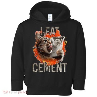 I Eat Cement Cursed Cat Funny Oddly Specific Dank Meme Toddler Hoodie