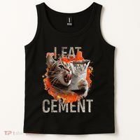 I Eat Cement Cursed Cat Funny Oddly Specific Dank Meme Tank Top thumb 2