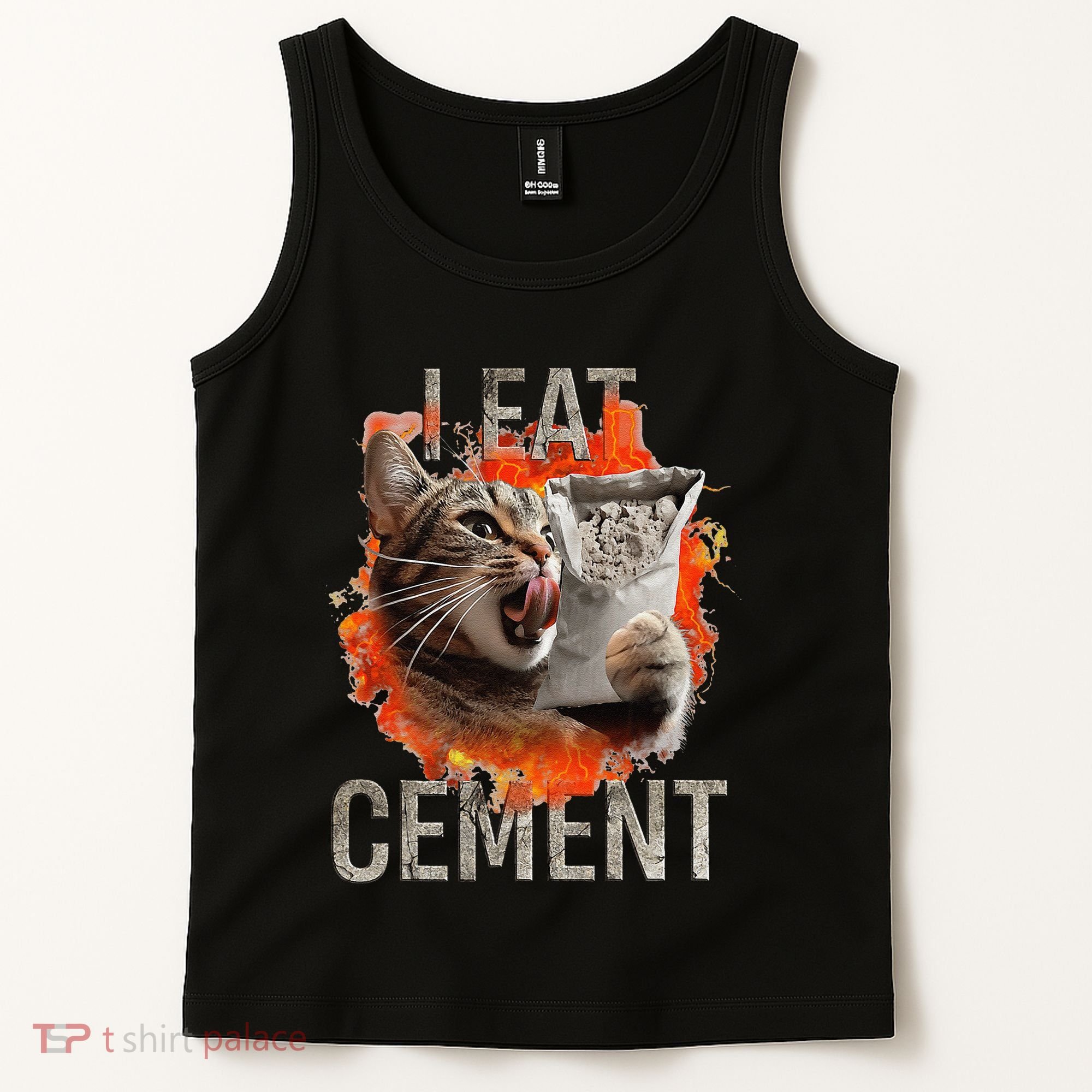 I Eat Cement Cursed Cat Funny Oddly Specific Dank Meme Tank Top