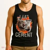 I Eat Cement Cursed Cat Funny Oddly Specific Dank Meme Tank Top thumb 3