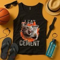 I Eat Cement Cursed Cat Funny Oddly Specific Dank Meme Tank Top thumb 4