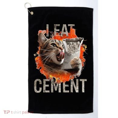 I Eat Cement Cursed Cat Funny Oddly Specific Dank Meme Golf Towel