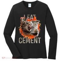 I Eat Cement Cursed Cat Funny Oddly Specific Dank Meme Women's Long Sleeve Shirt thumb 0