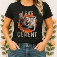 I Eat Cement Cursed Cat Funny Oddly Specific Dank Meme Women's T-Shirt thumb 2