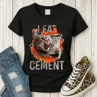 I Eat Cement Cursed Cat Funny Oddly Specific Dank Meme Women's T-Shirt thumb 3