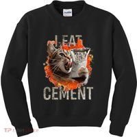 I Eat Cement Cursed Cat Funny Oddly Specific Dank Meme Kids Sweatshirt thumb 0