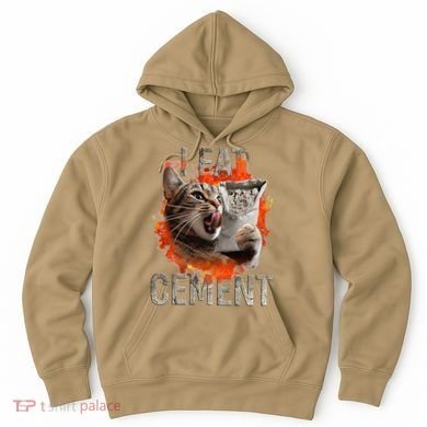 I Eat Cement Cursed Cat Funny Oddly Specific Dank Meme Hoodie