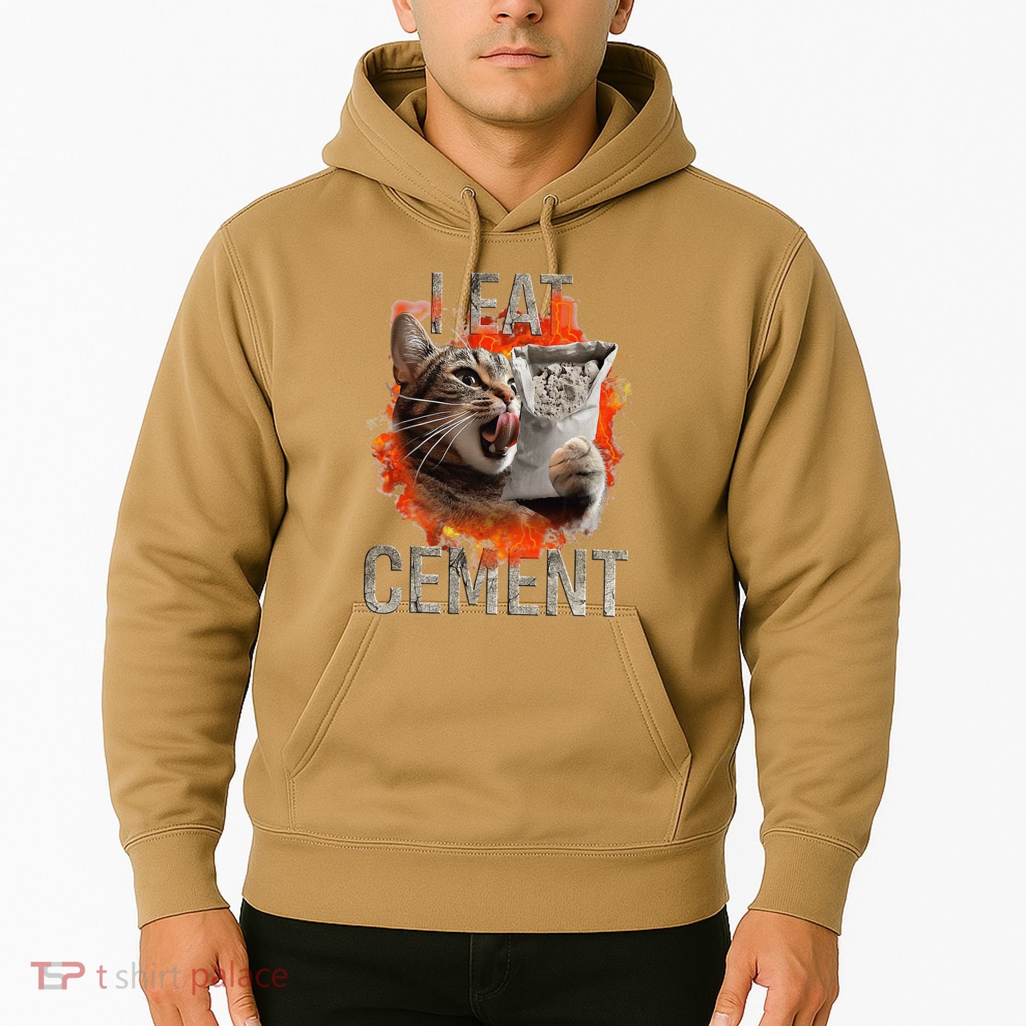 I Eat Cement Cursed Cat Funny Oddly Specific Dank Meme Hoodie