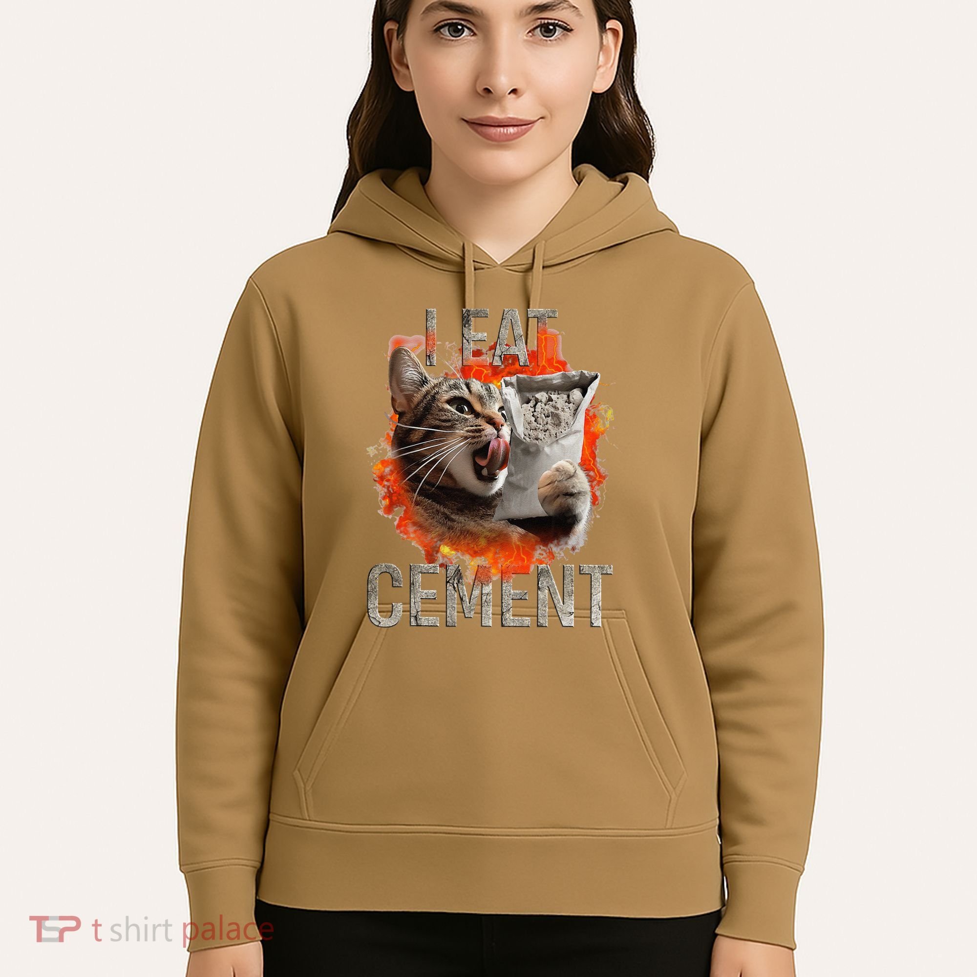 I Eat Cement Cursed Cat Funny Oddly Specific Dank Meme Hoodie