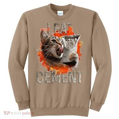 I Eat Cement Cursed Cat Funny Oddly Specific Dank Meme Sweatshirt
