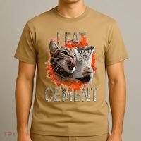 I Eat Cement Cursed Cat Funny Oddly Specific Dank Meme T-Shirt thumb 3