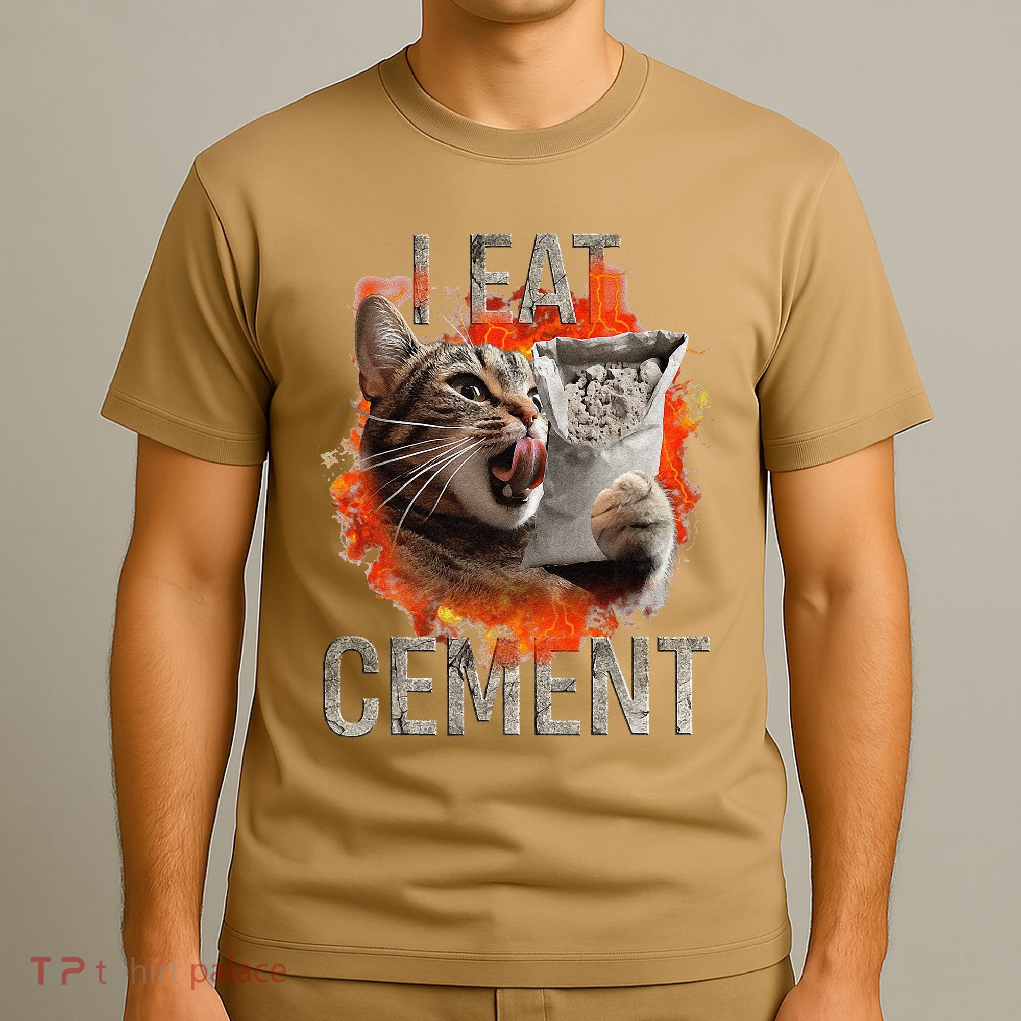 I Eat Cement Cursed Cat Funny Oddly Specific Dank Meme T-Shirt