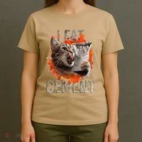 I Eat Cement Cursed Cat Funny Oddly Specific Dank Meme T-Shirt thumb 4