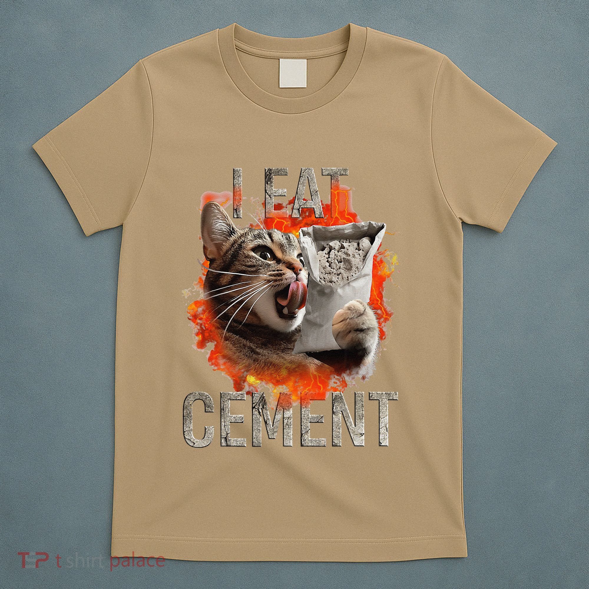 I Eat Cement Cursed Cat Funny Oddly Specific Dank Meme T-Shirt