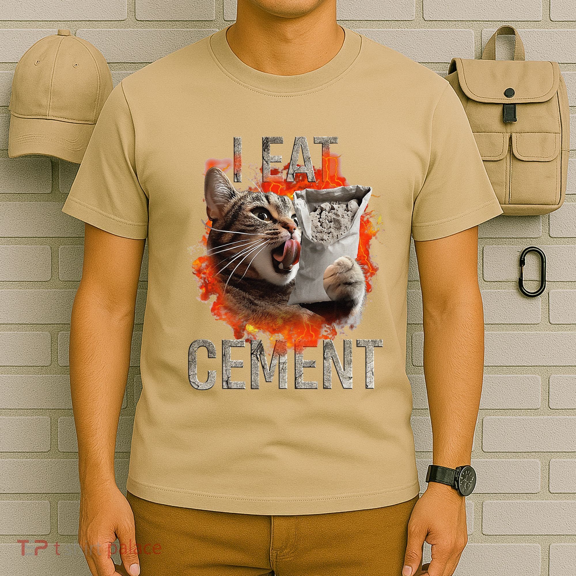 I Eat Cement Cursed Cat Funny Oddly Specific Dank Meme T-Shirt