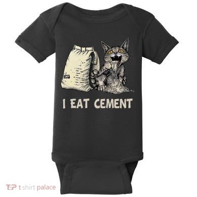 I Eat Cement Funny Cat Meme Baby Bodysuit