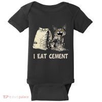 I Eat Cement Funny Cat Meme Baby Bodysuit thumb 0